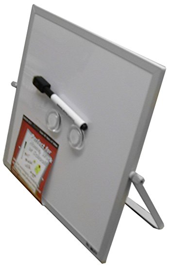 Dooley Aluminum Framed Double Sided Magnetic Dry Erase Board with Easel Stand, 10 x 10 inches (1010MGEA)