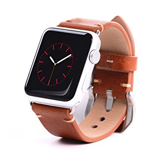 Apple Watch Band ,Vintage Vegetable Tanned Leather Watch Band For I Watch 42mm Light Brown