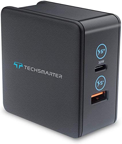 Techsmarter USB C PD Charger, 48W Power Adapter with 30W Power Delivery and 18W TS  Fast Charging USB Ports. Compatible with MacBook, iPad Air/Pro, iPhone, Samsung, Android, Huawei, HTC and More