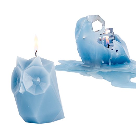 PyroPet Candles, Ugla Owl Wax Candle, Melts to Metallic Skeleton (Dusky Blue)