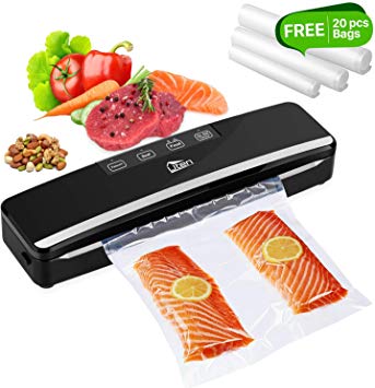 Vacuum Sealer, Uten 5 in 1 Food Sealer Automatic One-Touch Vacuum Sealing System Smart Touch Screen, Dry/Wet Vacuum Machine with Cutter and Vacuum Roll, Provide 20 pcs Dfferent Size Sealer Bags