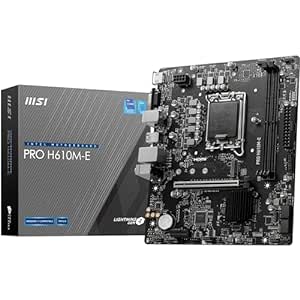 MSI PRO H610M-E Motherboard, Micro-ATX - Supports Intel 12th & 13th Gen Core Processors, LGA 1700 - DDR5 Memory Boost 5600MHz/MAX, PCIe 4.0 x16 Slot, M.2 Gen3 Slot