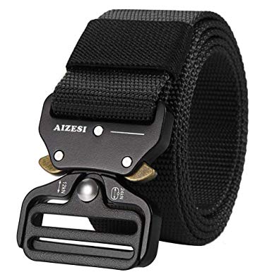 AIZESI Men Belts for jeans, Quick Release Buckle Webbing Riggers Nylon Belt, Fit for 30-46"