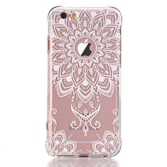 iPhone 6/6S Case, LUOLNH White Henna Mandala Transparent Clear Design TPU Bumper Protective ShockproofBack Case Cover for iPhone 6/6s (4.7 Inch)