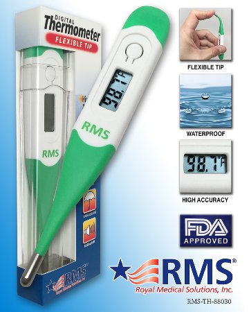 RMS 100 Clinically Approved Digital Thermometer Fast Readout in Seconds for Rectal Oral and Axillary Underarm Measurement Ideal for Baby Children and Adult