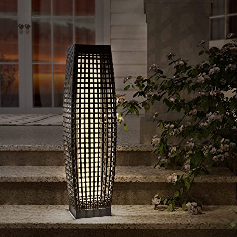 Grand Patio Outdoor Solar Powered Resin Wicker Floor Lamp, Outdoor Weather-Resistant Deck Light, for Garden or Porch - Medium Fuji