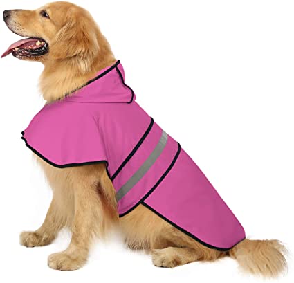 HDE Dog Raincoat Hooded Slicker Poncho for Small to X-Large Dogs and Puppies (Pink, X-Large)