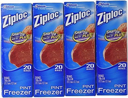 Ziploc Freezer Pint Bags, 80ct.