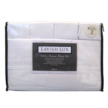 Lavish Lux Hotel Collection 400 Thread Count 100 % Cotton Sateen 6 PC Sheet set , White, Queen