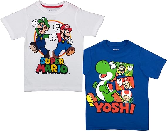 Nintendo Super Mario Bros. Boys Mario Kart & Friends Graphic Short Sleeve T-Shirts 2 Pack