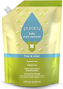 Puracy Stain Remover - Cleaning Spray, Clothes Stain Remover for Clothes, Laundry Stain Remover Spray for Clothes, Travel Stain Remover, Oil Stain Remover - Natural Spot Cleaner, 48 Oz