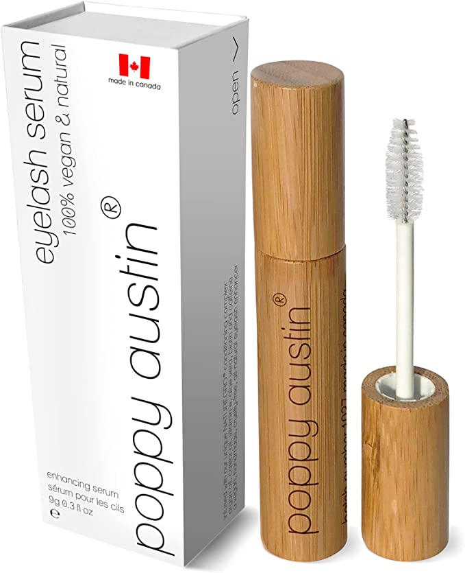 Poppy Austin Eyelash Growth Serum - Triple Size Made in Canada Premium Eyelash Serum with Argan Oil, Castor Oil, Biotin, Caffeine, Vitamin E - Vegan, Cruelty-Free Lash Serum Growth