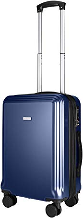 Amasava Carry On Suitcases, 4 Wheels Hand Cabin Luggage with 15% Capacity Expansion Lightweight ABS+PC Hard Shell Carry Ons Trolley Travel Suitcase Built in TSA Lock, 55 * 32.5 * 22CM