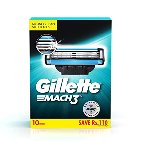 Gillette Mach 3 Shaving Blades - Pack of 10 (Cartridges)