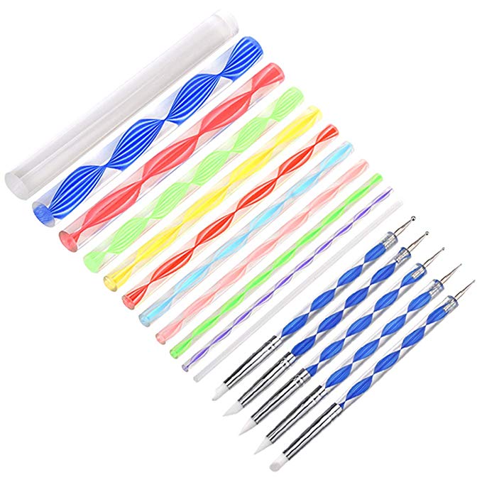 Meuxan 16 Piece Dotting Tools for Rock Painting, Polymer Clay & Pottery Craft, Canvas Paper Flower Embossing Art