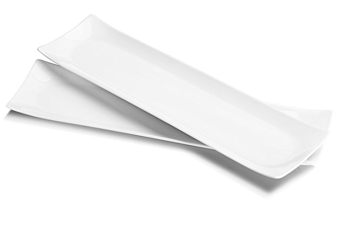 DOWAN 18.5-inch Porcelain Serving plates/Rectangular Platters, Set of 2, Classic White