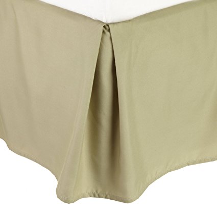 Celine Linen® 1500 Thread Count Wrinkle Resistant Egyptian Quality SOLID Bed Skirt - Pleated Tailored 14" Drop, Queen, Sage-Green