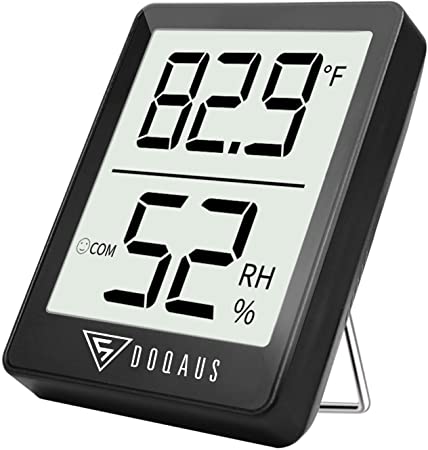 DOQAUS Digital Hygrometer Indoor Thermometer, Humidity Meters, Room Thermometer and Humidity Gauge with Accurate Temperature Humidity Monitor Meter for Home, Office, Greenhouse, Mini Hygrometer-Black