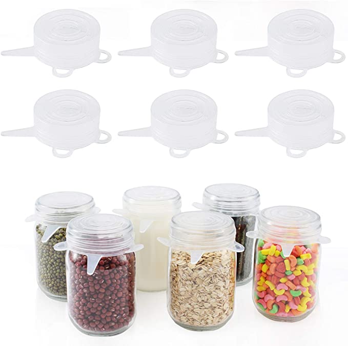 Silicone Stretch Lids, 6-Pack Small Sizes Cover for Bowl.