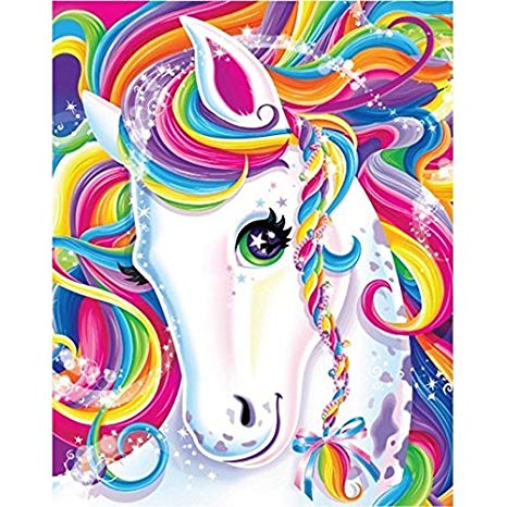 DIY 5D Diamond Painting by Numbers for Unicorn Pony Cross Stitch Full Diamond Embroidery Home Wall Decor,Colorful Horse 12x16inches