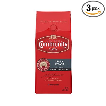 Community Coffee Ground Coffee Dark Roast 12-Ounce Bags Pack of 3