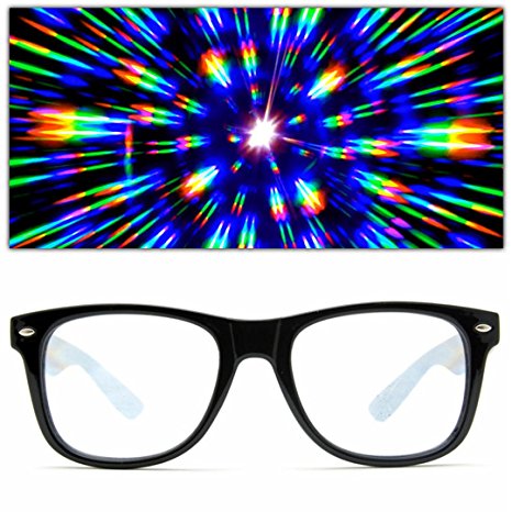 GloFX Ultimate Diffraction Glasses - Black - EDM Rave Rainbow