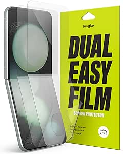 Ringke Dual Easy Film [4-Layer Protection / 2 Pack] Compatible with Samsung Galaxy Z Flip 5 5G Screen Protector, Self Healing Repair Coating Full Coverage HD Clear Case Friendly Screen Protector