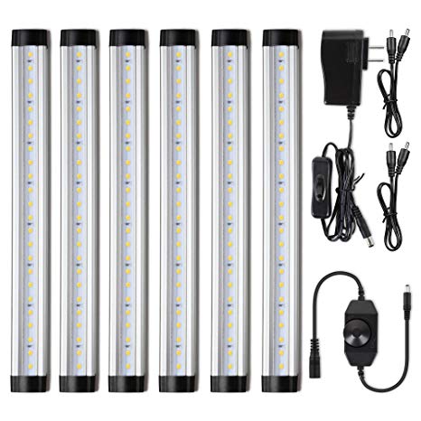 Albrillo Under Cabinet LED Lighting, Dimmable Under Counter Lighting, 2000 Lumens, Nature White 4000K, Pack of 6