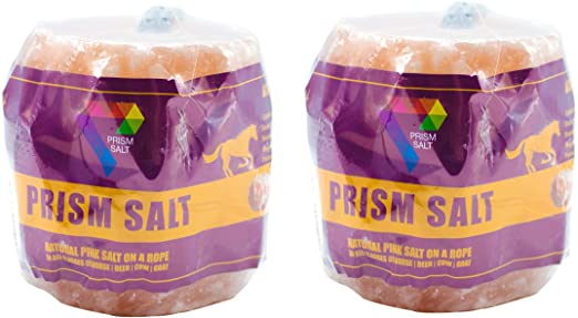 PRISM SALT Himalayan Animal Salt Lick Block Large 6.5~8 lbs on a Rope for Horse Deer Goat Cattle Rabbit