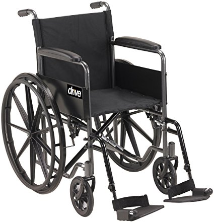 Drive Medical Silver Sport 1 Wheelchair with Full Arms and Swing away Removable Footrest