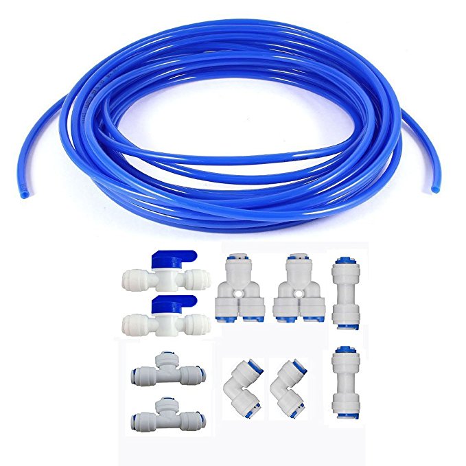 NEESHOW 1/4" Quick Connect Water Purifiers Tube Fittings for RO Water Reverse Osmosis System Pack Of 10（Ball Valve Y L I T Type） 5 meters（15 feet） tubing hose pipe for RO Water Reverse Osmosis System