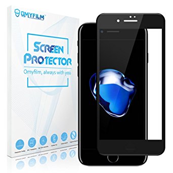 iPhone 7 Screen Protector, OMYFILM iPhone 7 Carbon Fiber Protector [Tempered Glass] [3D Curved Edge] Full Coverage Screen Protector for iPhone 7 (Black)