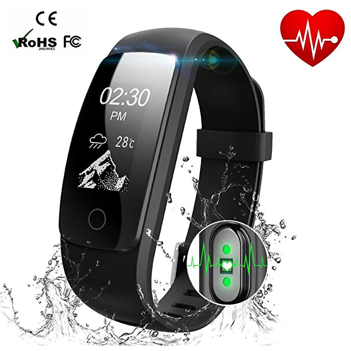 Smart Watch Waterproof IP67 Activity Tracker With Heart Rate Monitor - Fitness Tracker 0.96" OLED Screen Bluetooth 4.0 Pedometer Smartwatch Wireless USB charging Wristband Bracelet with Weather Forecast