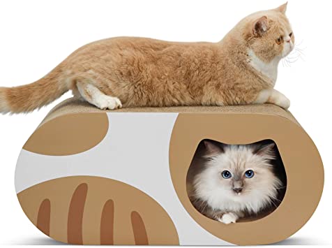 ComSaf Durable Cat Scratcher Cardboard, Corrugated Scratch Pad, Cat Scratcher Lounge with Hole, Furniture Protection, Cat Training Toy, Large Pack of 1