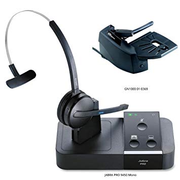 Jabra PRO 9450 Mono Midi-Boom Wireless Headset with GN1000 Remote Handset Lifter for Deskphone & Softphone