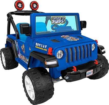 Power Wheels Ride-On Toy PAW Patrol Mighty Movie Jeep Wrangler Battery-Powered Vehicle with Sounds, Seats 2, Ages 3  Years