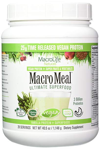 MacroMeal Vegan Protein by MacroLife Naturals - Plant Based Protein Superfoods with Probiotics & MCT for Sustained Energy - Helps Increase Strength & Muscle Mass - Supports Optimal Health
