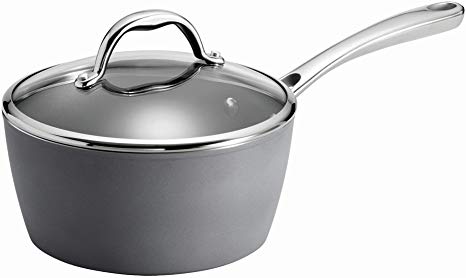 Tramontina 80110/099DS Gourmet Induction Aluminum Nonstick, Made in Italy, 3-Quart Covered Sauce Pan, Slate Gray