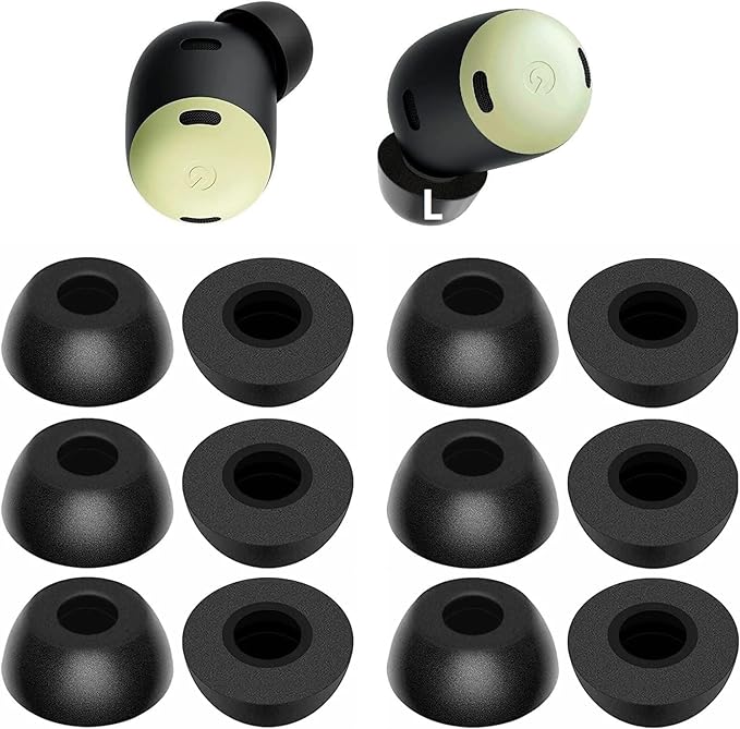 BLLQ Memory Foam Ear Tips Compatible with Google Pixel Buds Pro Replacement Ear Tips, Perfect Noise Cancellation, Fit in Case, [Large Size] 6 Pairs, Foam Tips Black (Foam PP6PB) L