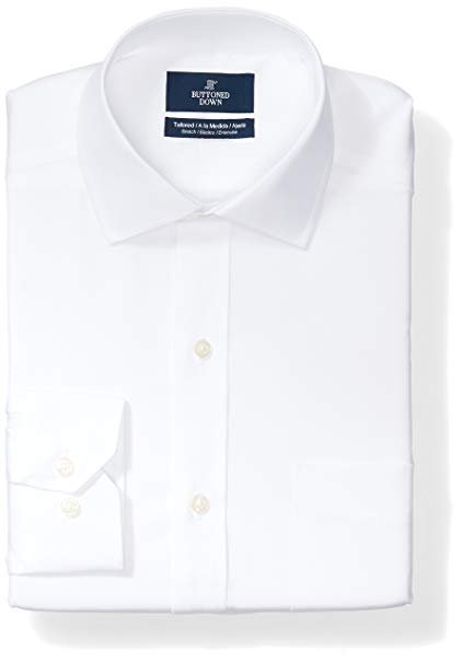 BUTTONED DOWN Men's Tailored Fit Stretch Poplin Non-Iron Dress Shirt