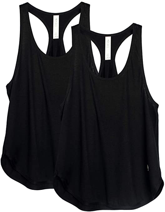 icyzone Workout Tank Tops for Women - Athletic Yoga Tops, Racerback Running Tank Top(Pack of 2)