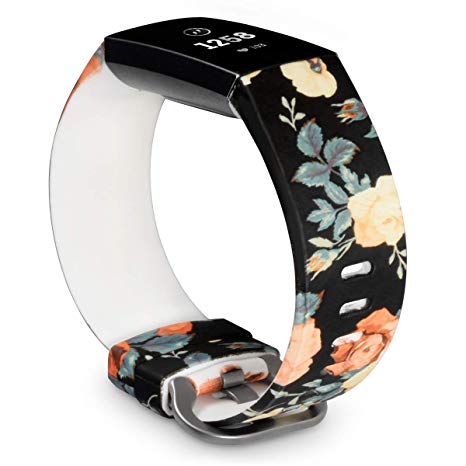Allbingo Cute Bands Compatible with Fitbit Charge 3 & Charge 3 SE, Women Men Floral Replacement Strap Accessories Wristband Small Large for Fitbit Charge 3
