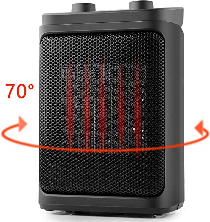 Space Heater 800W/1500W Quiet Heater with Adjustable Thermostat, Portable Indoor Office Bedroom Small Room Electric Heater Fan with Overheat Protection and Carrying Handle