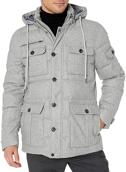 Amazon Brand - Buttoned Down Men's Water Repellant Duck Down Wool Flannel Parka