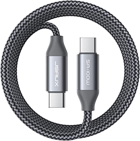 JSAUX USB C to USB C Cable 100W 10ft 2-Pack 5A Super Fast Type-C Charging Cord Long Compatible with MacBook Pro 2021 M1 MAC Air, iPad Pro 12.9 11, Air 5th/4 Samsung Galaxy S22 S21 Pixel 6 Switch-Grey