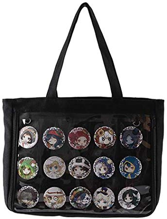Ita Bag Tote Japanese Bags Kawaii Candy Shoulder Anime Window Bag Purse DIY, Cosplay,Comic Con (Black)