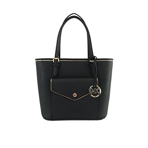 Michael Kors Saffiano Frame MD PKT MF Tote Black Leather