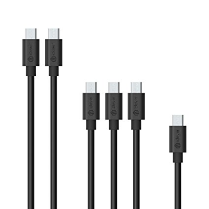 [Mixing Length 6-Pack Micro USB Cable] iClever BoostLink 6 Pack [1 x 1ft, 3 x 3ft, 2 x 6ft] Premium Micro USB Cable High Speed USB 2.0 A Male to Micro B Sync and Charging Cable, Black