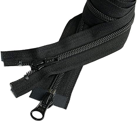 2pcs 36" Jacket Zipper YKK #5 Nylon Coil Two-Way Separating Zipper - Made in USA (Black - 580)