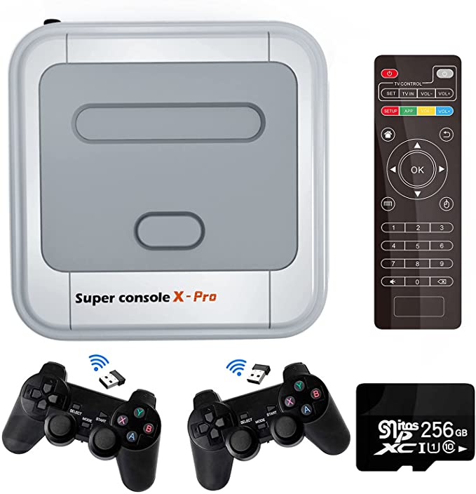 Kinhank Super Console X PRO Video Game Console Built in 50,000  Games,2 Gamepads,Game Consoles for 4K TV Support HDMI Output, Support 5 Players,LAN/WiFi,Gifts for Men Who Have Everything(PRO-256GB)